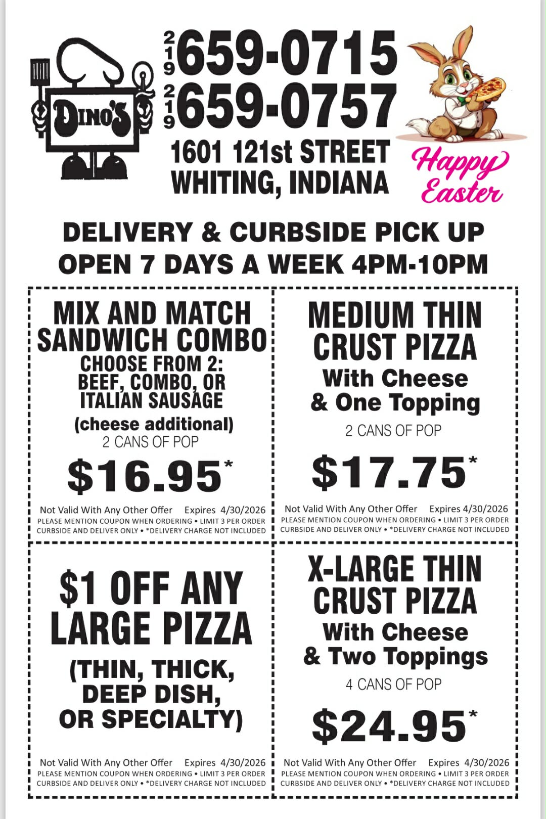 Dino's Pizza Coupons