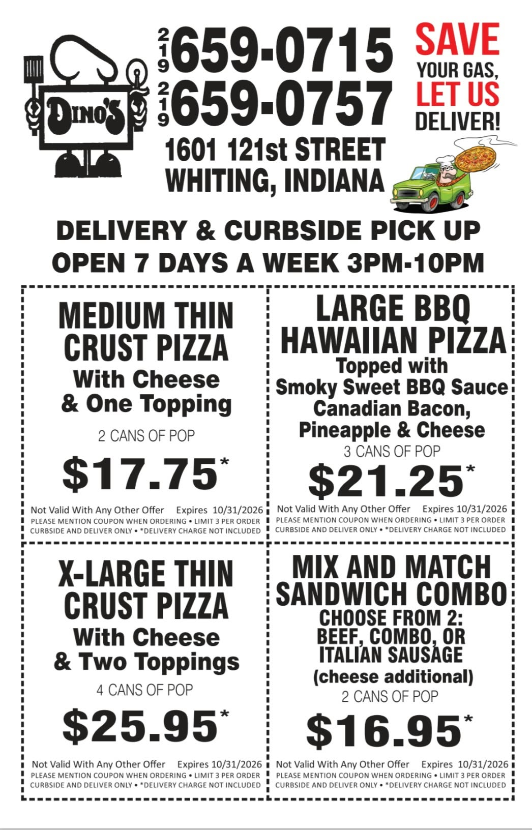 Dino's Pizza Coupons